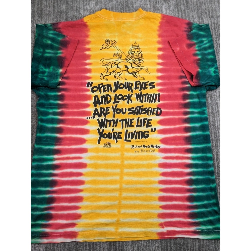 Vintage Bob Marley T-Shirt XL Single Stitch Double Sided Tie Dye Made in USA 90s - Picture 9 of 15